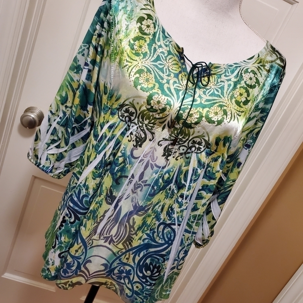 STYLE & CO. COLORFUL KNIT TOP -L